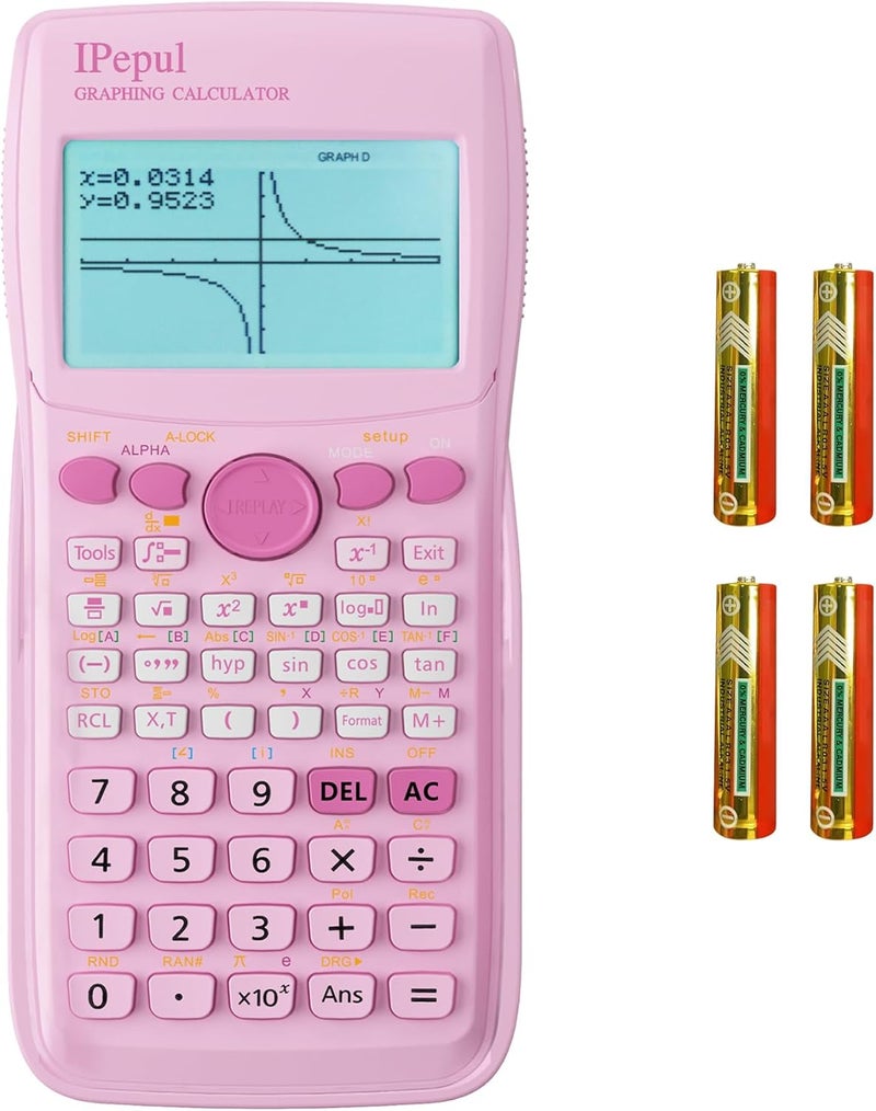 iPepul Graphing Calculator, Scientific Calculators 10 Modes /4 Graphing Functions,Desktop Math Calculator for College Students,School Supplies for Middle High School Teachers Office（Pink） - Image 1